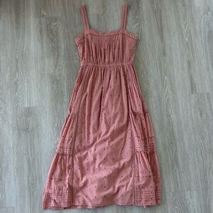 Roller Rabbit Maxi Dress MED Cottagecore eyelet Coral Pink coquette Cotton Lined